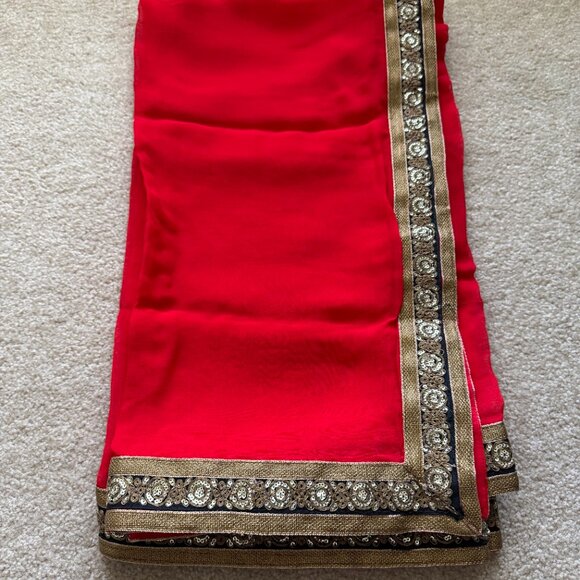 [NEW] Indian Pakistani Lehenga Choli Skirt Modern Black Gold Red XS/S - Picture 12 of 13